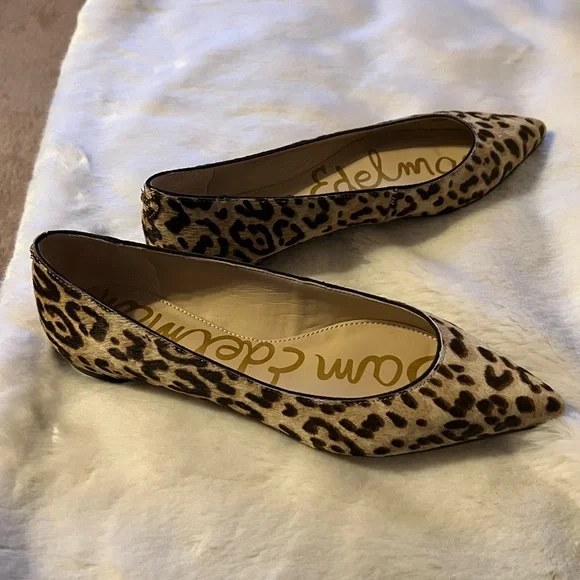 SOLD Sz 6 Sam Edelman NEW Sally Pointed Toe Cheetah Calf Hair  Leather Flats - Picture 10 of 15
